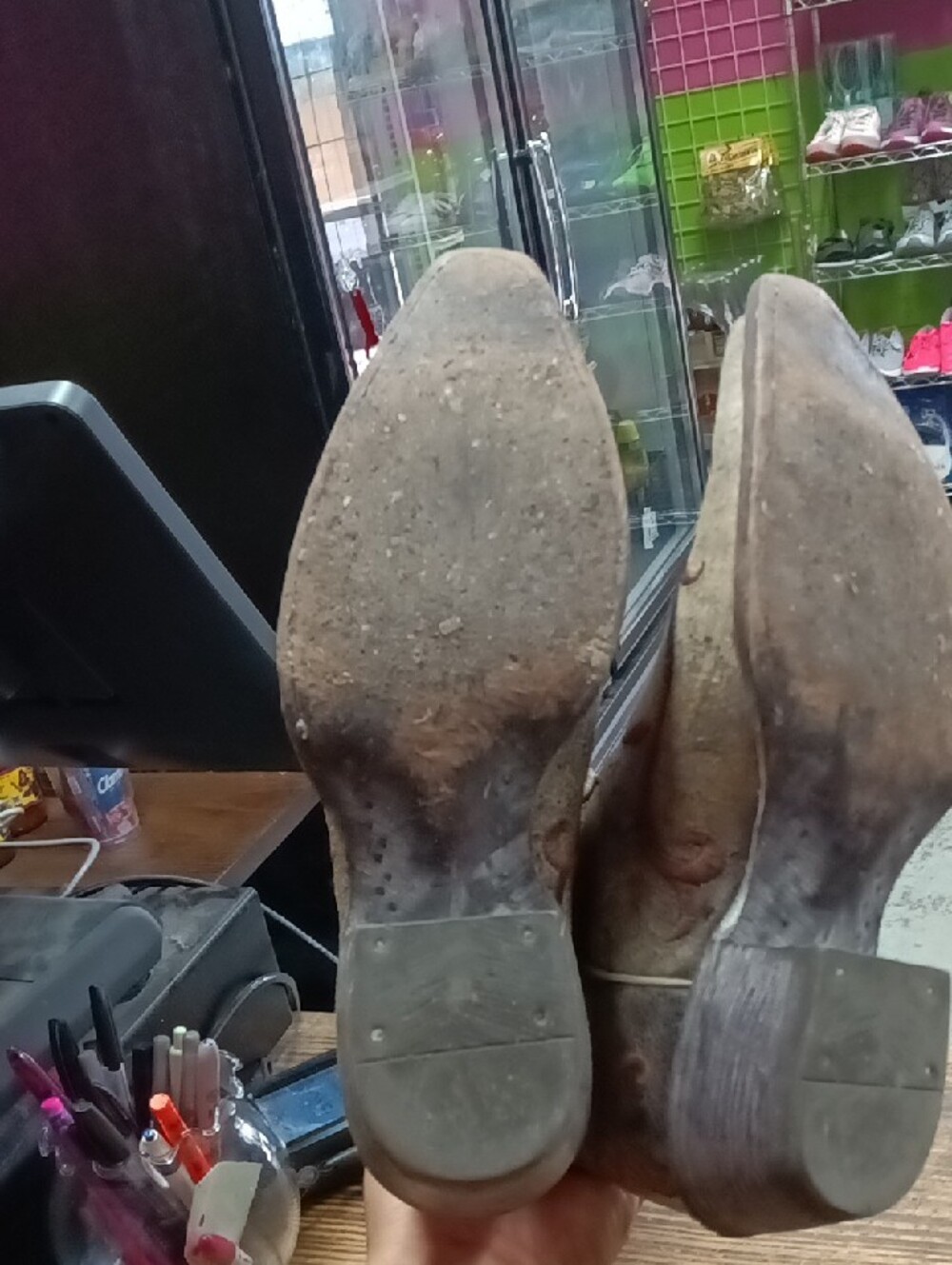 Ariat Brown Leather Boots with White Trim - Picture 5 of 8